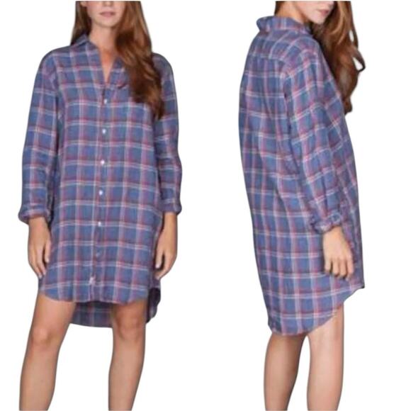 Frank & Eileen Dresses & Skirts - Frank & Eileen Mary Linen Button Front Shirtdress Blue Red Plaid Size Medium